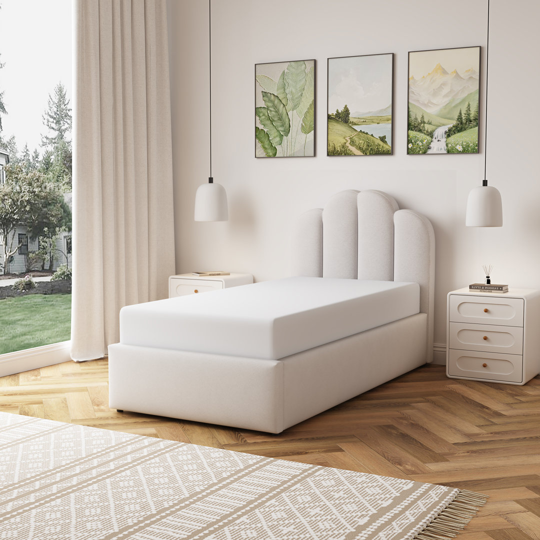 Ranson Fabric 135cm Double Ottoman Bed Frame with Storage - Beige