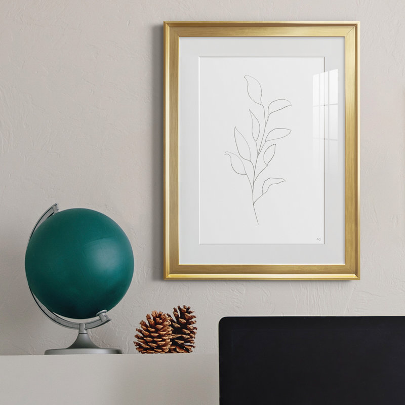 Botanical Gesture VI - Peinture encadrée, Or, H 22,5 po x l 30,5 po x P 1,5 po