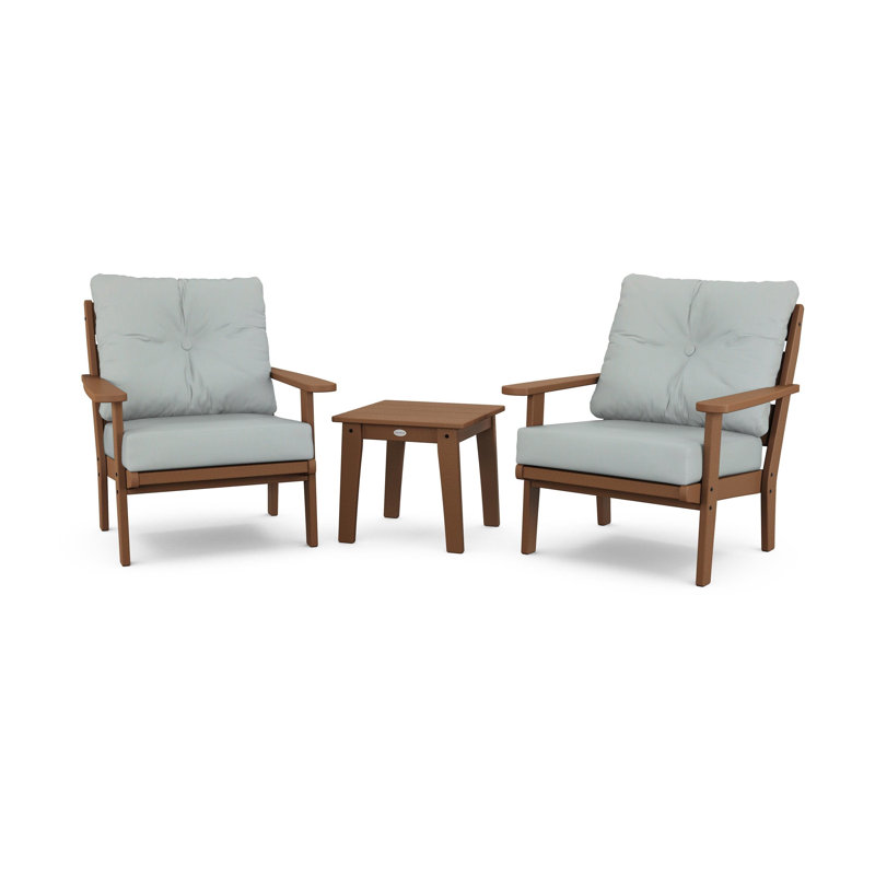Lakeside 3-Piece Deep Seating Chair Set, Teak, Spa