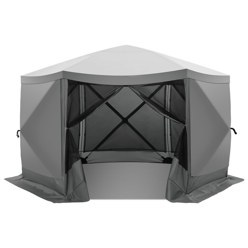 12x12 Pop Up Canopy Gazebo, Outdoor Canopy Tent Screen House with 6 sidewalls and Netting for Camping, Waterproof, UV Resistant, Ez Set-up Party Tent with Carrying Bag and Ground Stakes