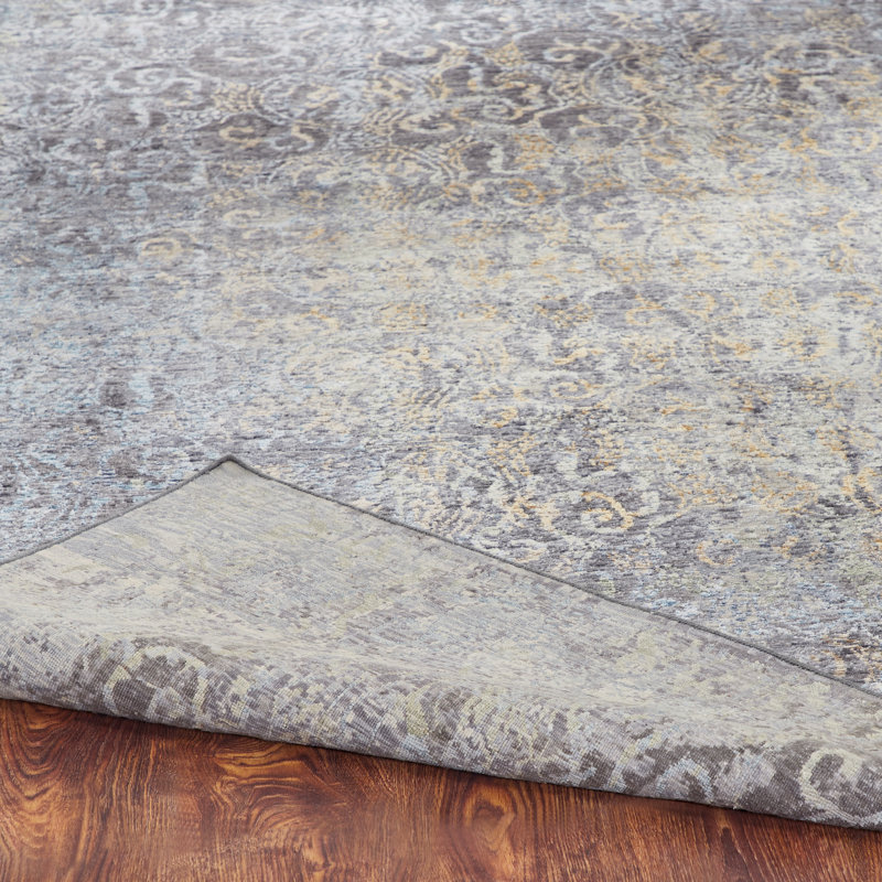 Hand Knotted Abstract Area Rug in Gray, Rectangle 12' x 15'