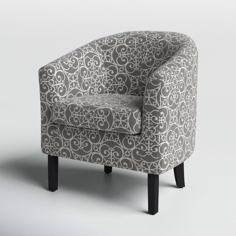 Fauteuil demi-tonneau de 26,77 po Munson, Gris / lin blanc