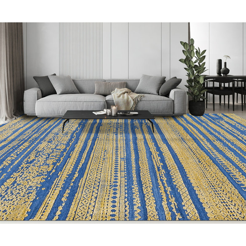 Moroccan Wool Striped Area Rug, Rectangle 9' x 12'