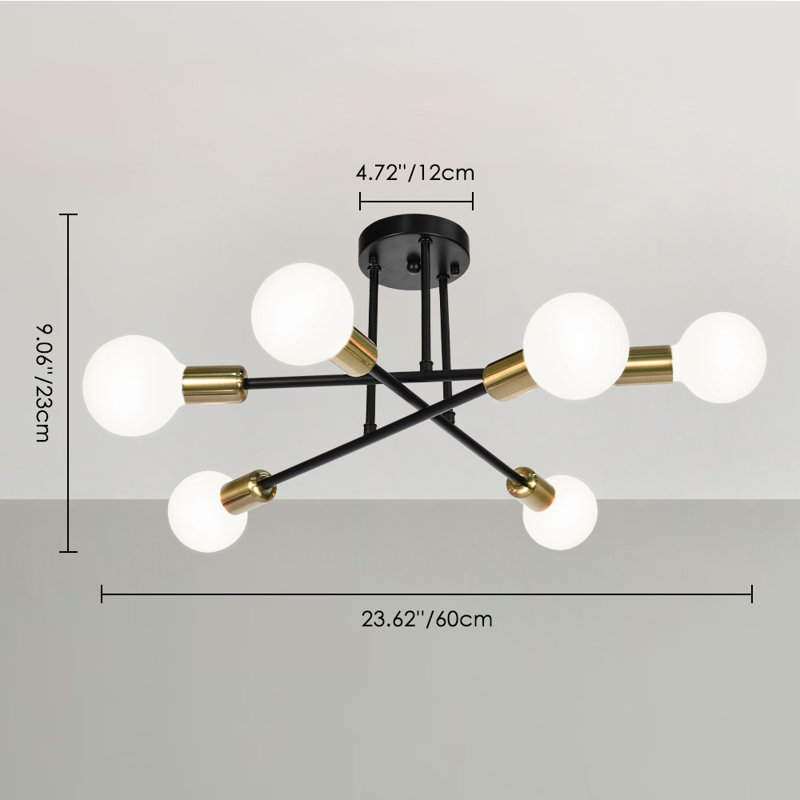 Emaya Semi Flush Mount, Gold and Black