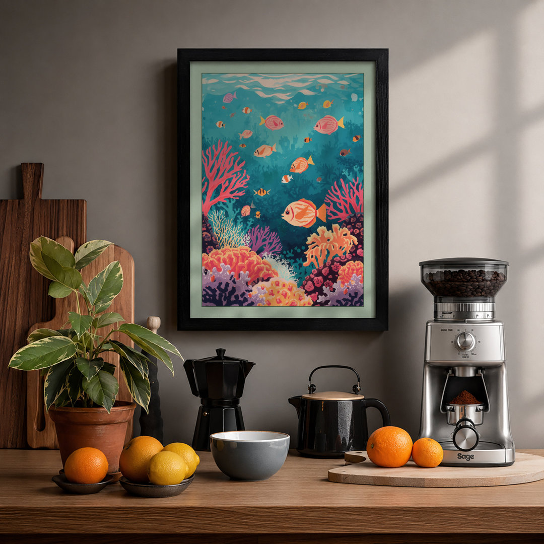 Coral Reef Awakening Tropical - Framed Print