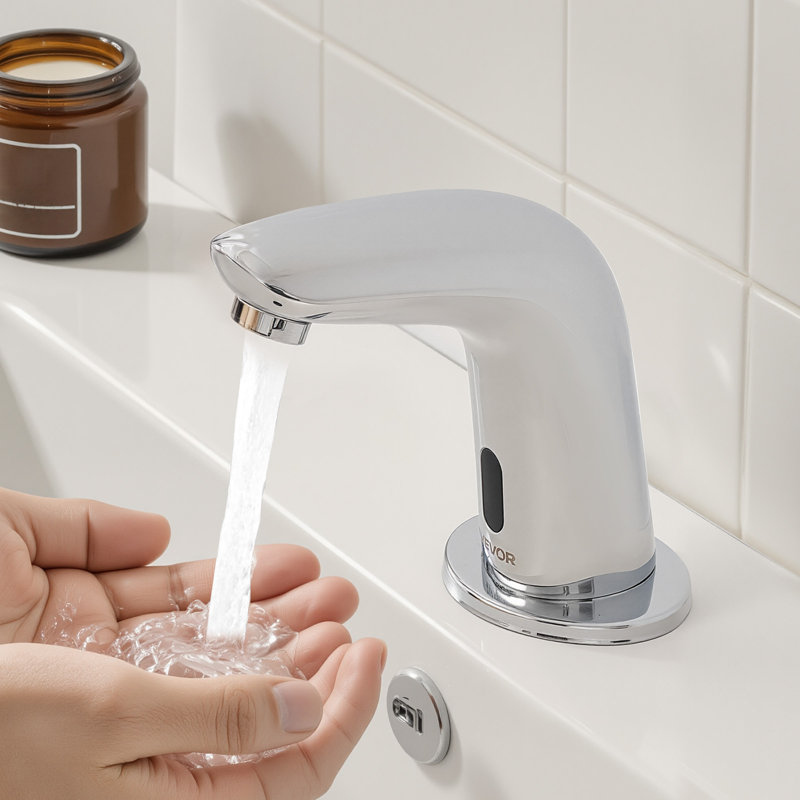 Touchless Bathroom Sink Faucet Sensor Cold Water Chrome Commercial 9/16