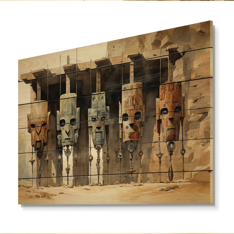 Tribu africaine masque Dogon I sur bois, H 30 po x l 40 po x P 0,78 po