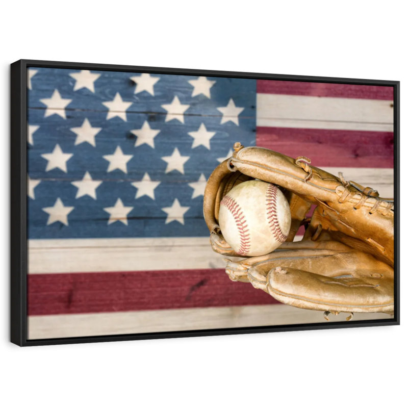 Drapeau américain rétro et impression sur toile de baseball, H 13 po x l 19 po
