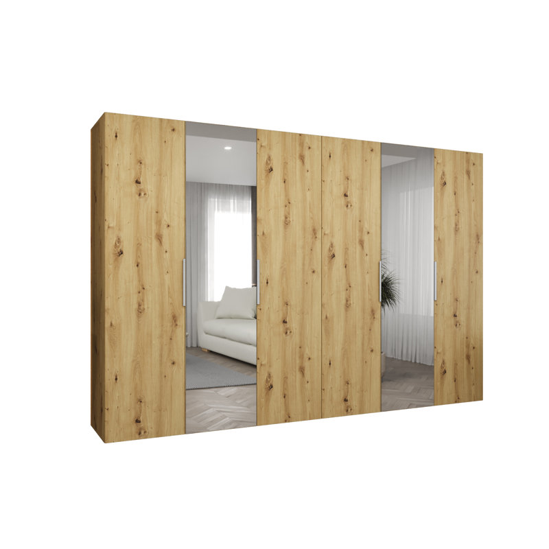 Manufactured Wood Wardrobe, artisan oak + handles: cashmere