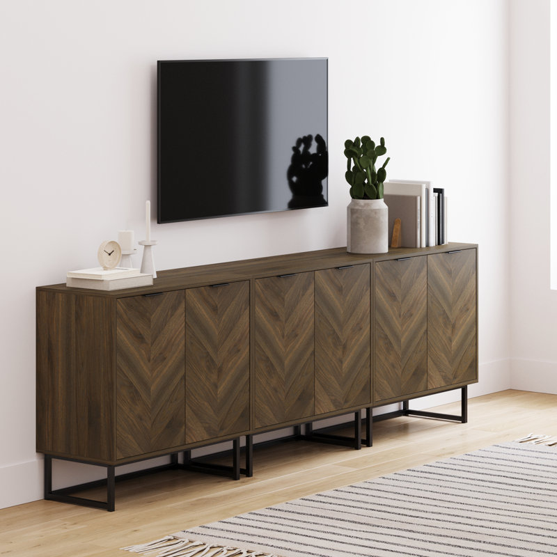 Vallejos 3-Pack Accent Cabinet Set or TV Stand, Walnut/Black