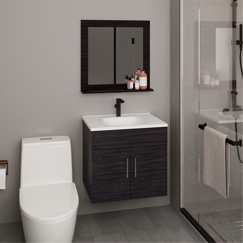 Single Bathroom Vanity with MDF Top, Black, Black