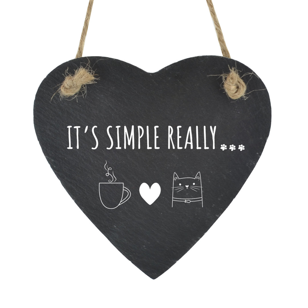 Hennings Its Simple Really Cats Heart Slate Wall Décor