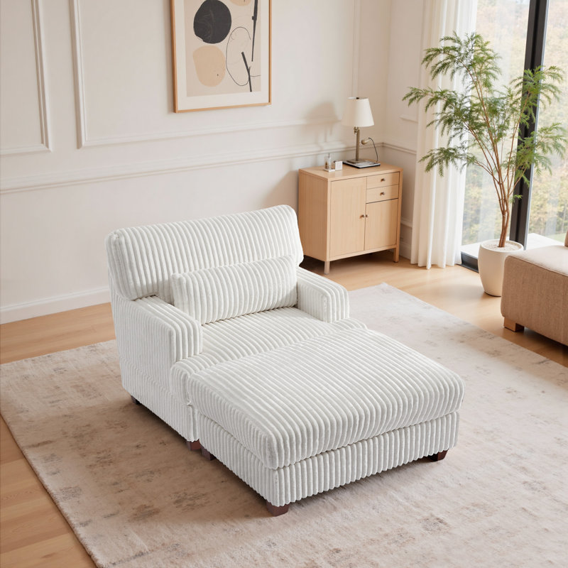 Chaise longue Ermia, Rembourrage en mousse beige