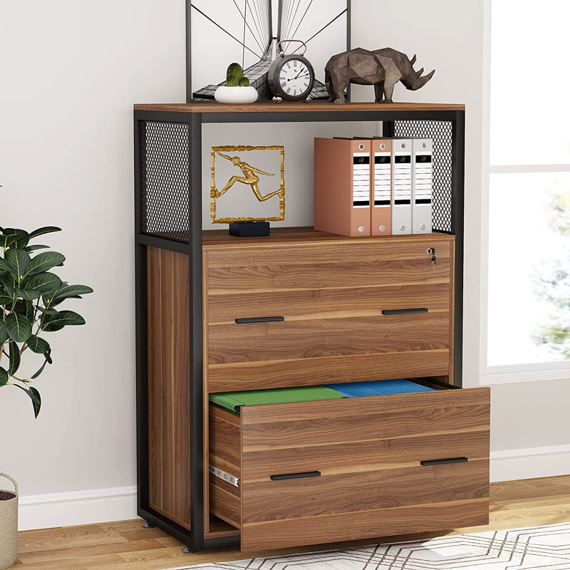 23.6'' Wide 2 -Drawer File Cabinet, Brown/Black