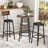 3-Piece Bar Table Set for 2, 2-Tier Round Bistro Dining Table & PU Stools, Counter Height Table-81655759-81655758