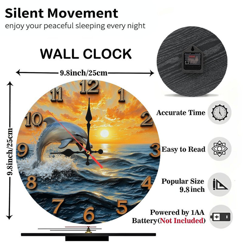 Horloge dauphin coucher de soleil