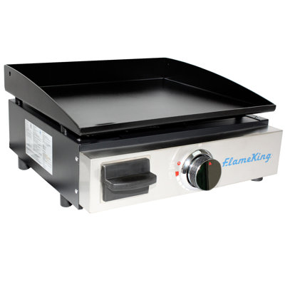 Flame King Portable Propane Cast Iron Grill Griddle Tabletop with Regulator for RV Pullout Kitchen