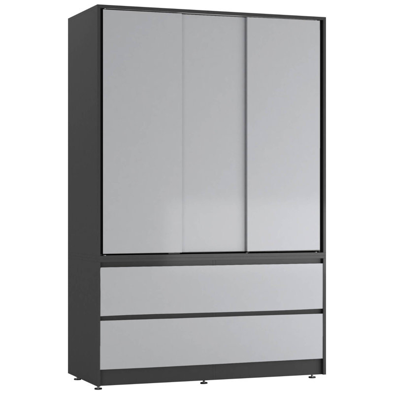 Manufactured Wood Wardrobe, Black/Grey