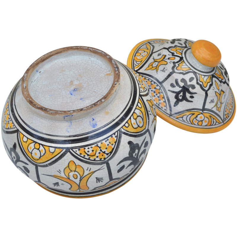 Centre de table marocain en céramique fabriqué à la main à la fin du 19e siècle