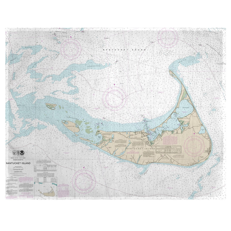 Nantucket Island, MA Nautical Map Place Mat Set of 4