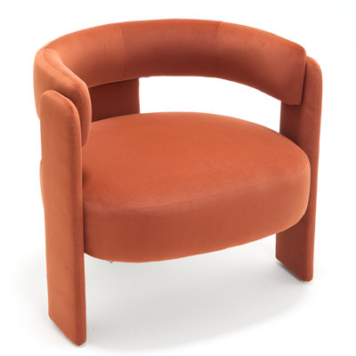 Mid-Century Modern Accent Chair With Velvet Upholstery And Wooden Legs For Comfortable Seating In Living Room, Bedroom, Or Office