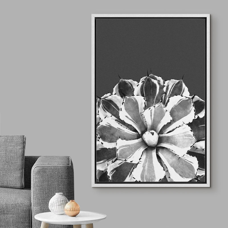 Idea4wall, reproduction d'art sur toile encadrée à deux tons, plante grasse, H 24 po x l 36 po x P 1,5 po, Blanc