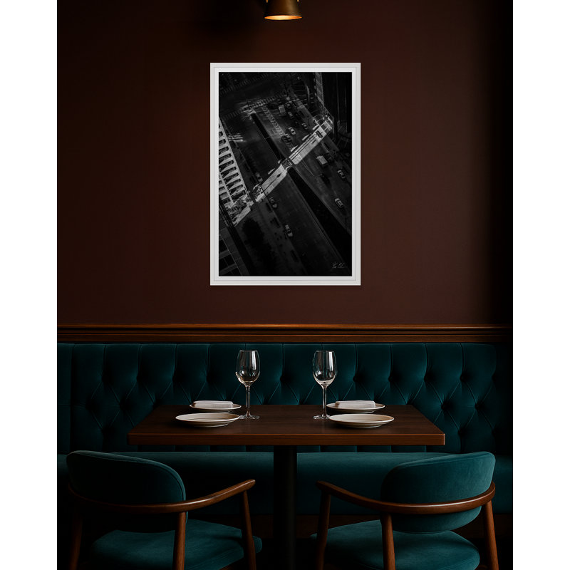 Wacker Drive Chicago I, H 30 po x l 20 po x P 1,5 po, Lustre photo encadré, Cadre blanc