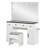 Tempered table top vanity, dimmable Led light mirror with hairdryer holder and built-in charging station, oversized mirror, including stool