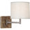Applique murale à bras articulé Srkashlteni Collection | Bois de manguier brut et nickel patiné | Abat-jour en lin à tissage ouvert Heather | Luminaire contemporain