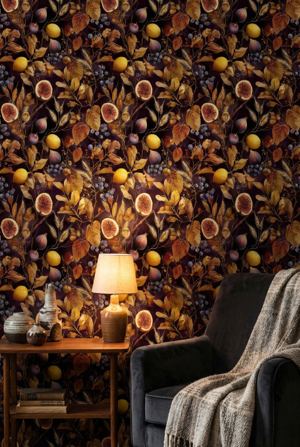 Lark Manor Dark Floral Wallpaper Elegant Classic Decorative Mural ...