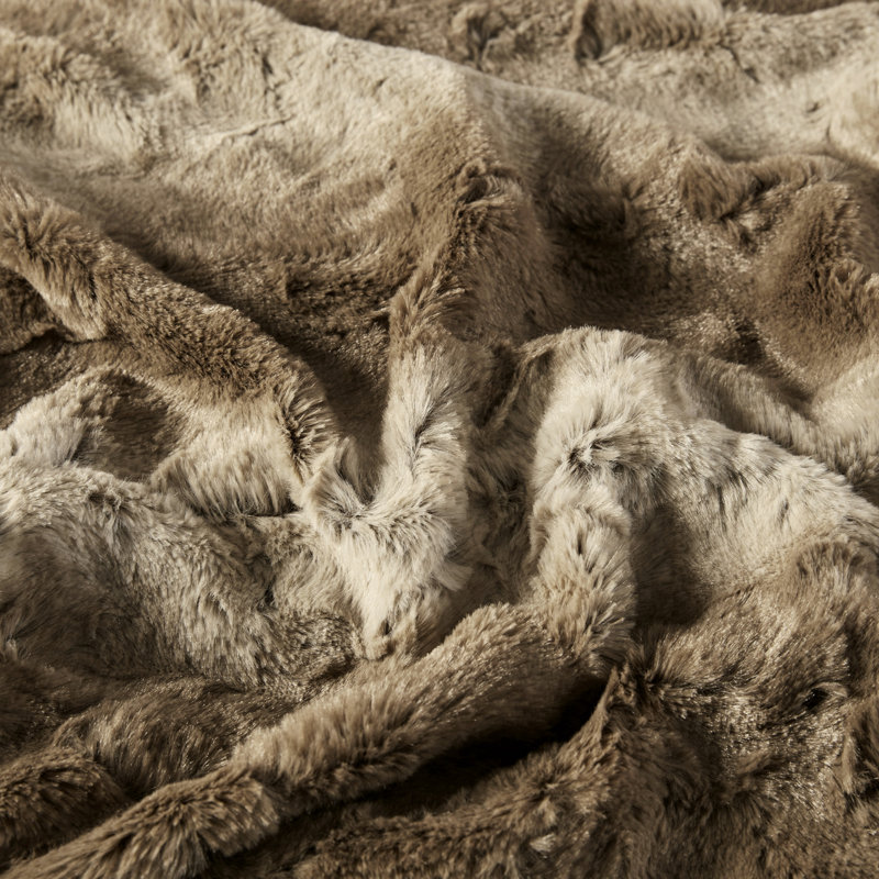 Luxurious Marselle 60"x70" Faux Fur Throw Blanket in Tan