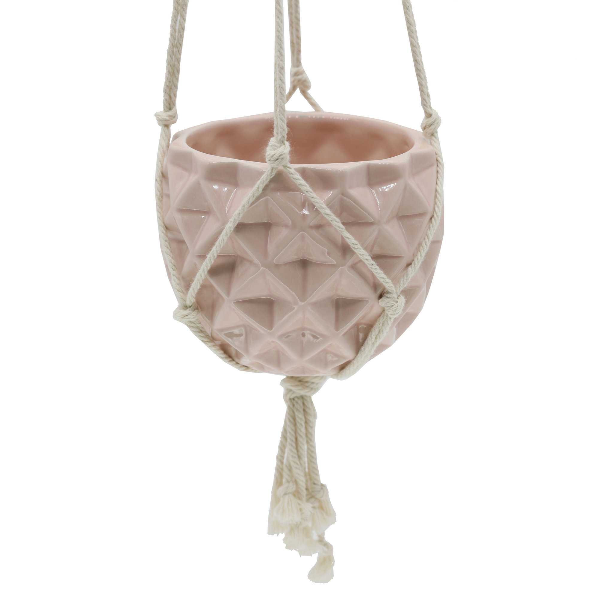 Odyssey Handmade Ceramic Hanging Planter, Pink