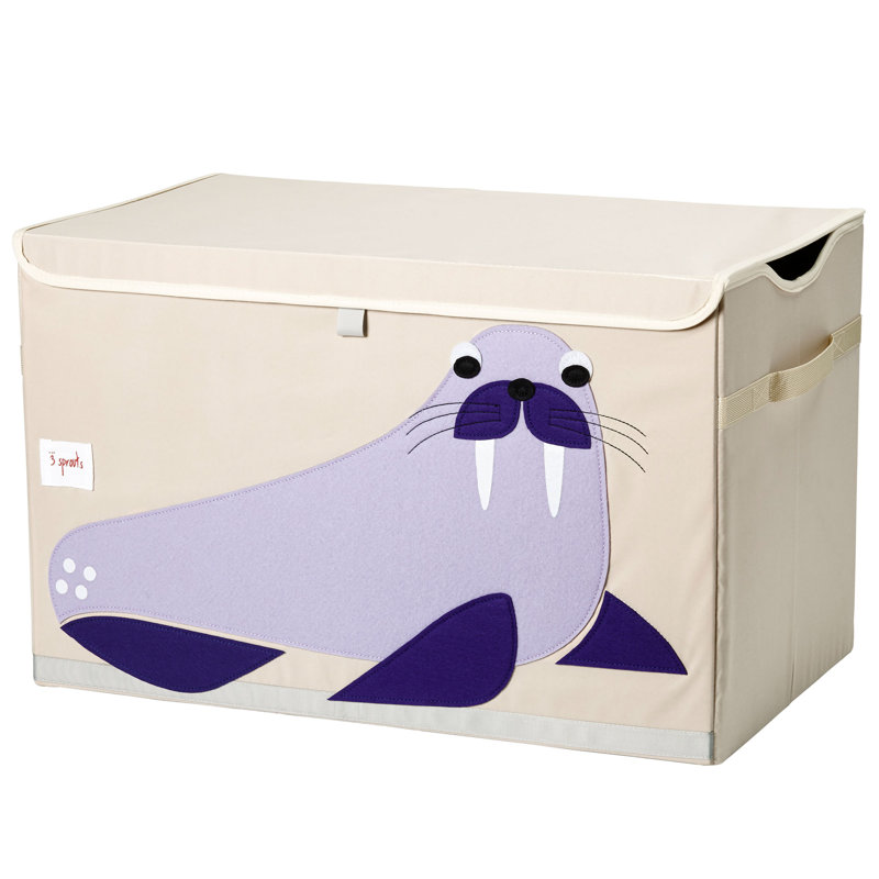 3 Sprouts Collapsible Toy Chest Storage Bin for Kids Playroom, Walrus