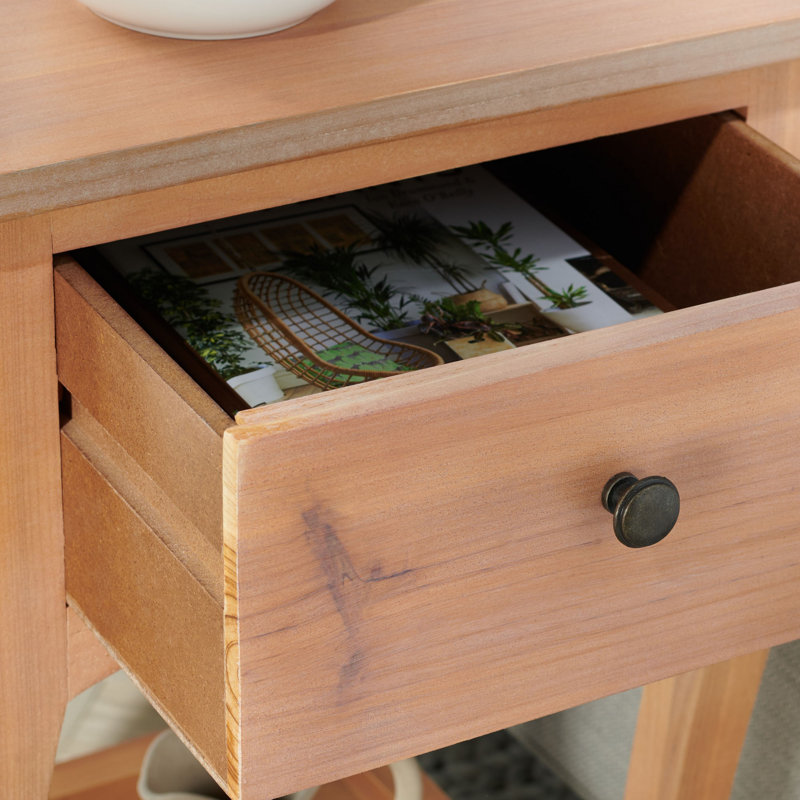 Radikha Solid Wood End Table with Storage, Red Maple