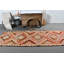 Tapis de couloir unique en laine tissé à la main de style kilim turc rétro dans des tons de terre pour un décor bohémien brun / rose