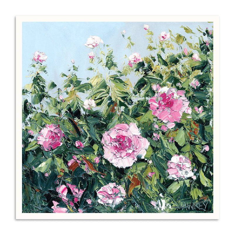 Pink Roses by Angela Hawkey - Painting, Paper, 76cm H x 76cm W x 1cm D