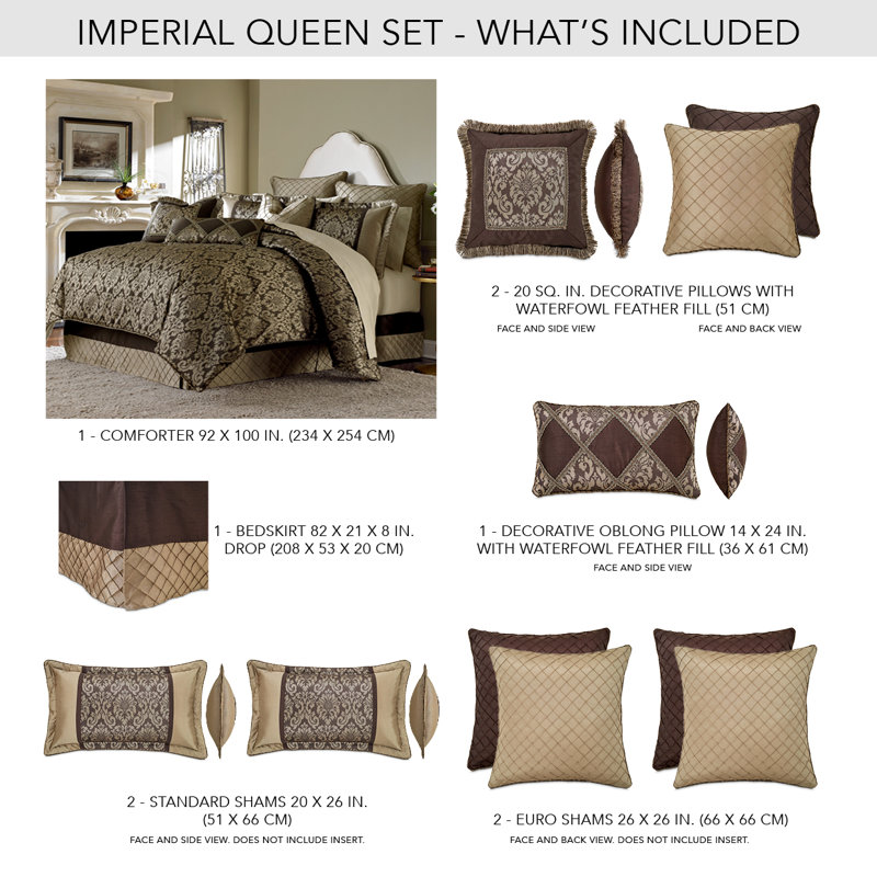 Imperial Comforter Set - Bronze, Queen Comforter + 8 Additional Pieces