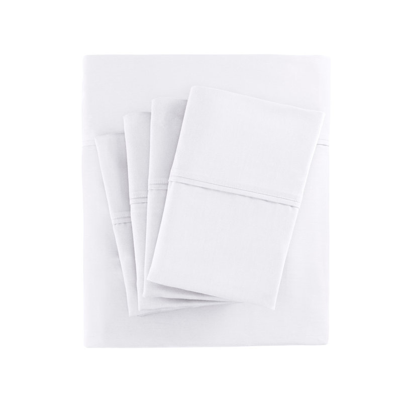 Ensemble de draps en mélange de coton 800 fils, Ensemble de draps pour grand lit + 1 drap-housse +, Blanc