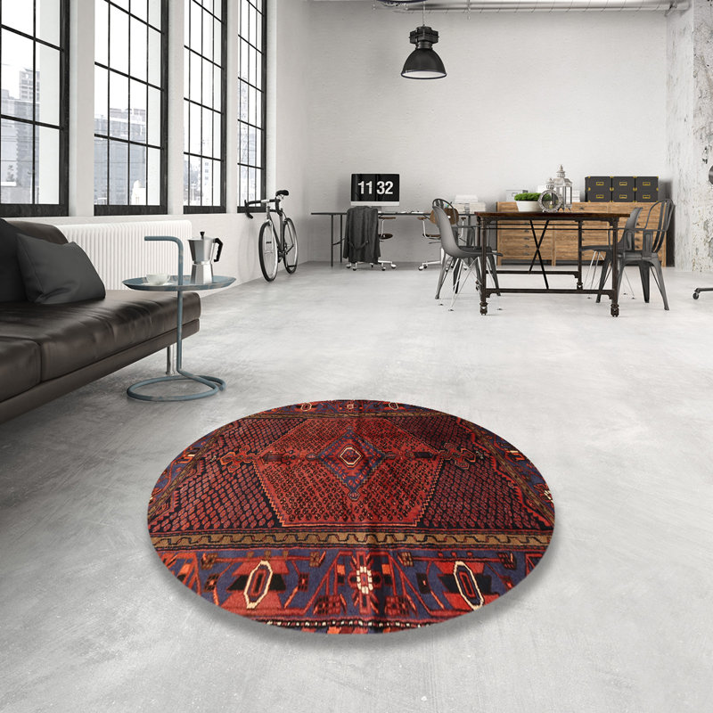 Tapis orange Southwestern, Rond 5 pi