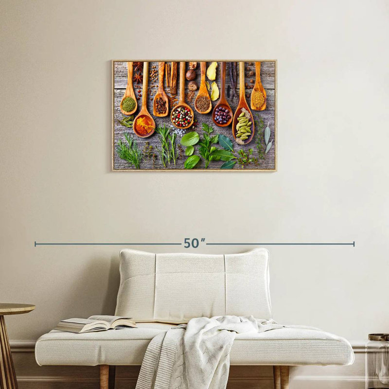 Herbes et épices, Cadre flottant en bois naturel, 31 po x 21 po