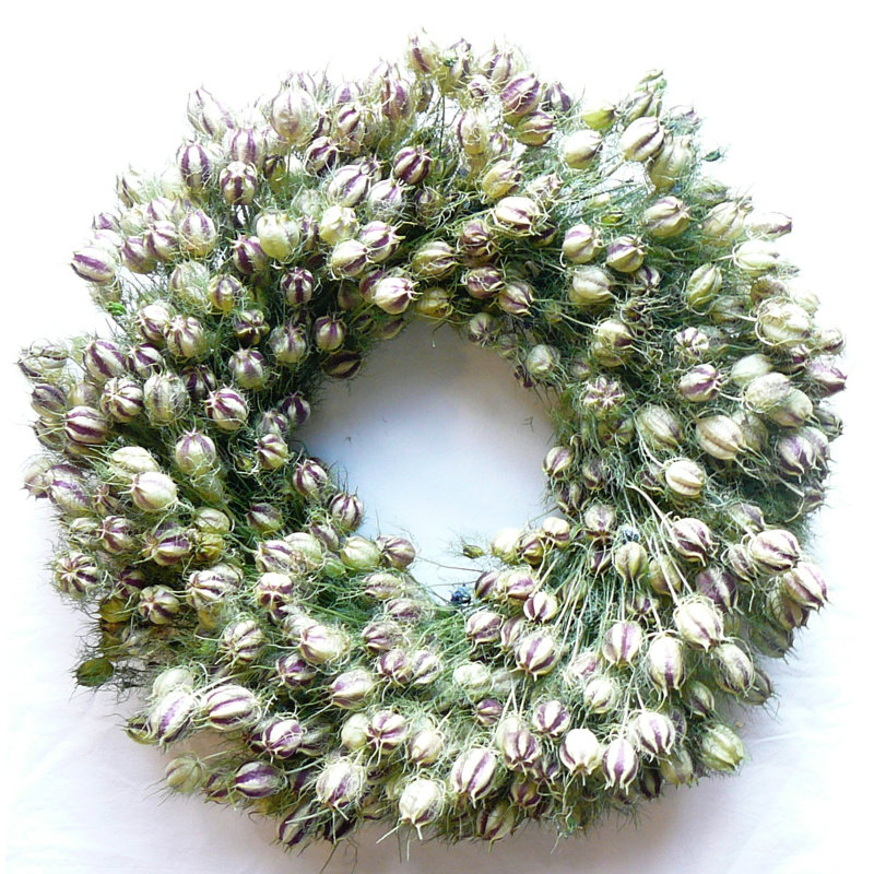 Dried Nigella Spring Wreath, 22" H x 22" W x 5" D