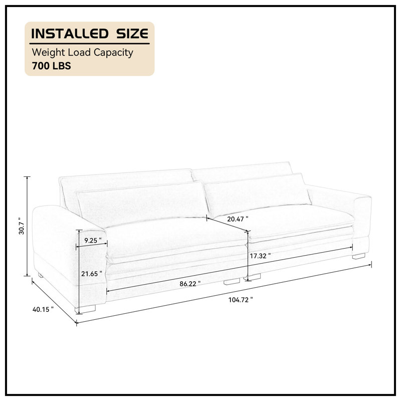 Lamere Upholstered 104.72'' Sofa, Black Polyester