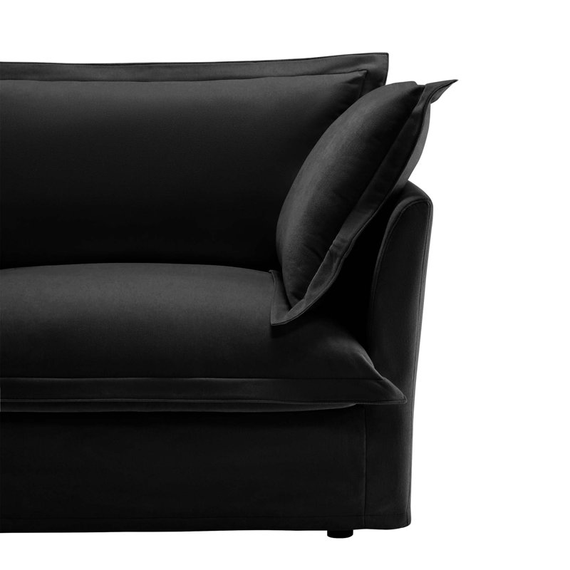 Slipcovered U Shape 4 Seater Sectional Long Sectionl Cocuh, Armless Sectional Sofa With Reversible Ottoman And French Edge Design Big Pillows