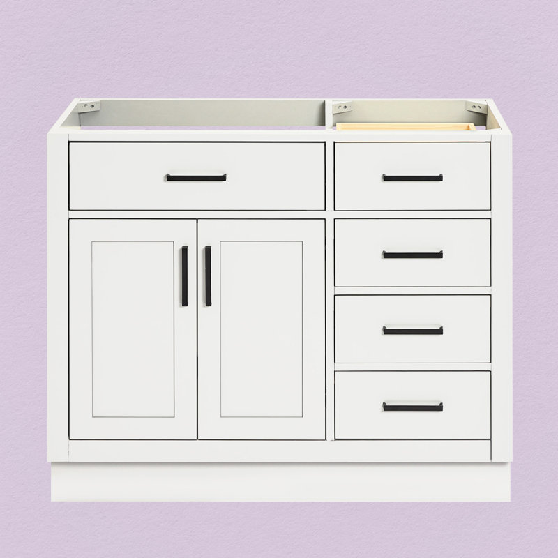 42" Single Bathroom Vanity Base only, Matte Black, White