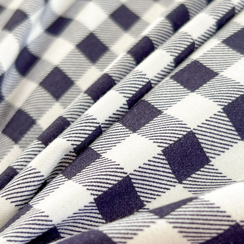 Ensemble d'édredon en microfibre prélavée Gingham, Édredon très grand et 2 taies d'oreiller, Vichy écossais bleu marine