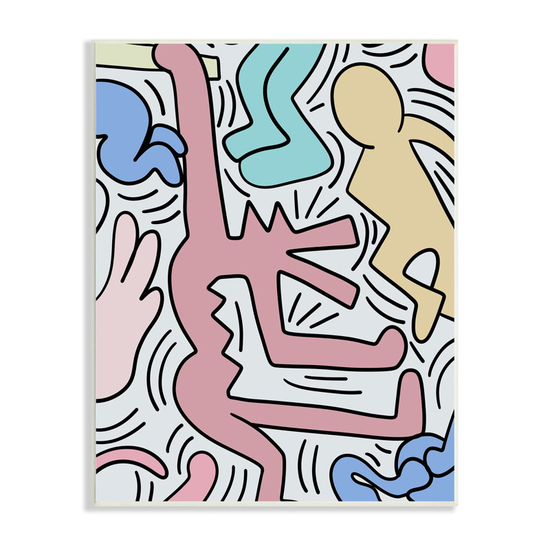 Pop Pop Pastel People Squiggle Lines Design, Plaque murale, L 10 po x H 10 po