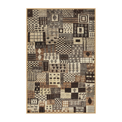 Tapis beige/brun/gris contemporain