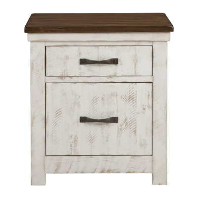 Theodore White & Walnut 2 Drawers 24In. W Nightstand