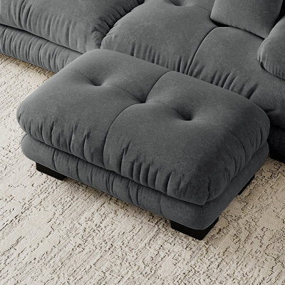 Chenille Fabric Ottoman For Living Room