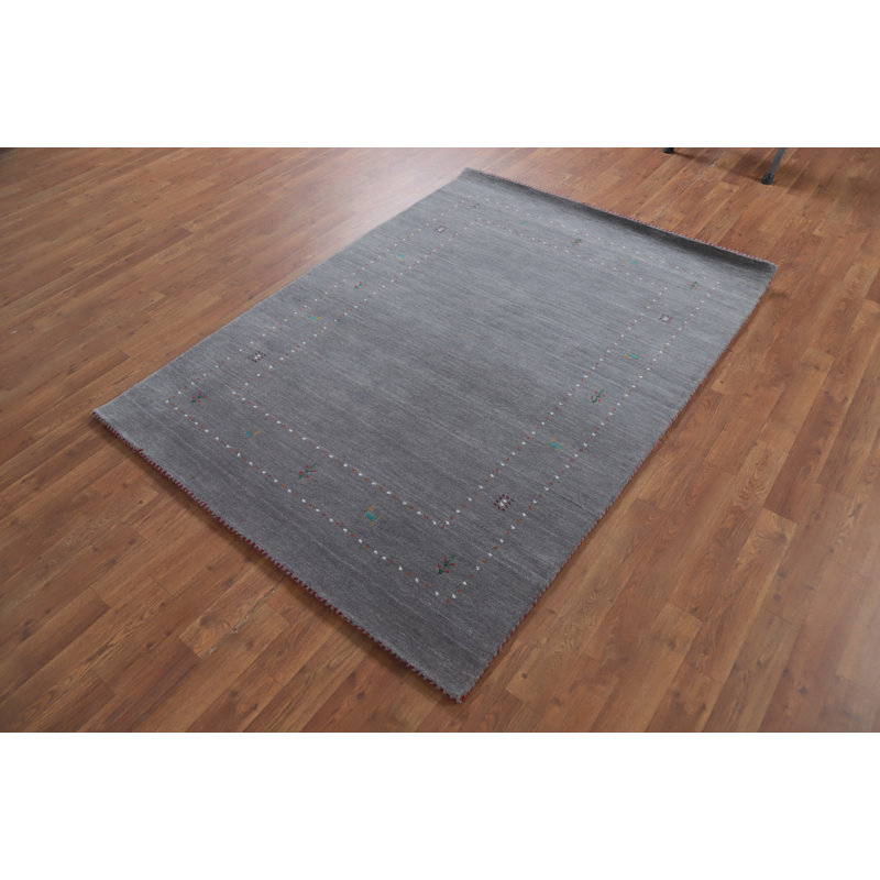 Tapis décoratif tribal gris fait à la main 4 x 6